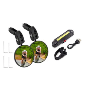 KIT  ESPEJO + LUZ POSTERIOR DE 100LM PARA CICLISTA