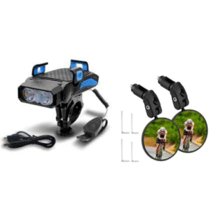 Kit de Seguridad para Ciclistas: Luz 4 en 1 + Espejo para Ciclista