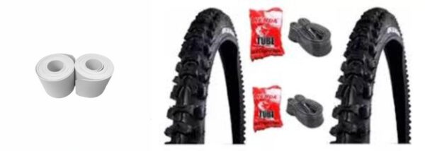 2 LLANTAS KENDA + CÁMARAS + BANDAS ANTINCHAZOS BICICLETA