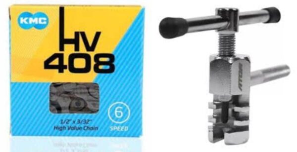CADENA KMC 7V + TRONCHACADENA PARA BICICLETA