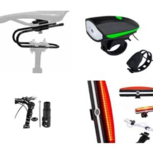 LUZ DELANTERA+POSTERIOR+ELEVADORTIMON+AMORTIGUADOR DE BICICLETA