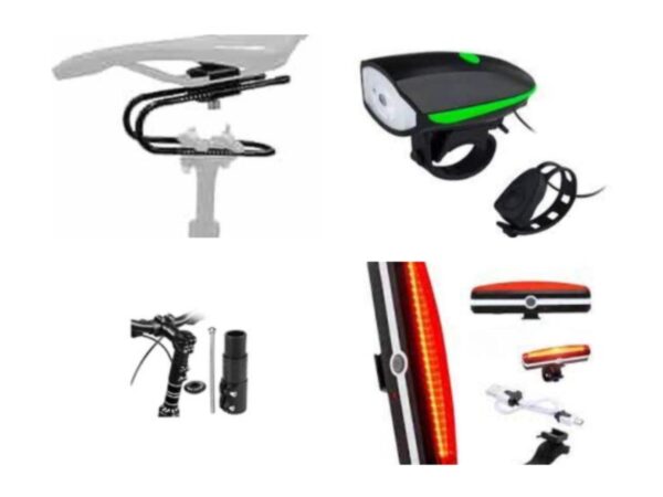 LUZ DELANTERA+POSTERIOR+ELEVADORTIMON+AMORTIGUADOR DE BICICLETA