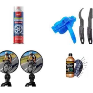 SPRAY+KIT DE LIMPIEZA+LIQUIDOANTIPINCHAZOS+ESPEJOS PARA BICICLETA