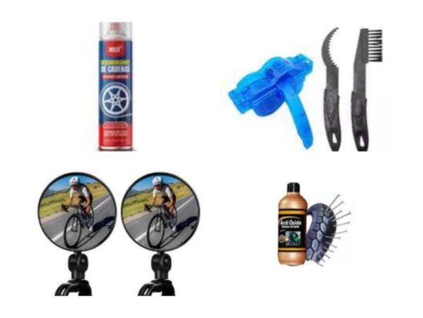 SPRAY+KIT DE LIMPIEZA+LIQUIDOANTIPINCHAZOS+ESPEJOS PARA BICICLETA